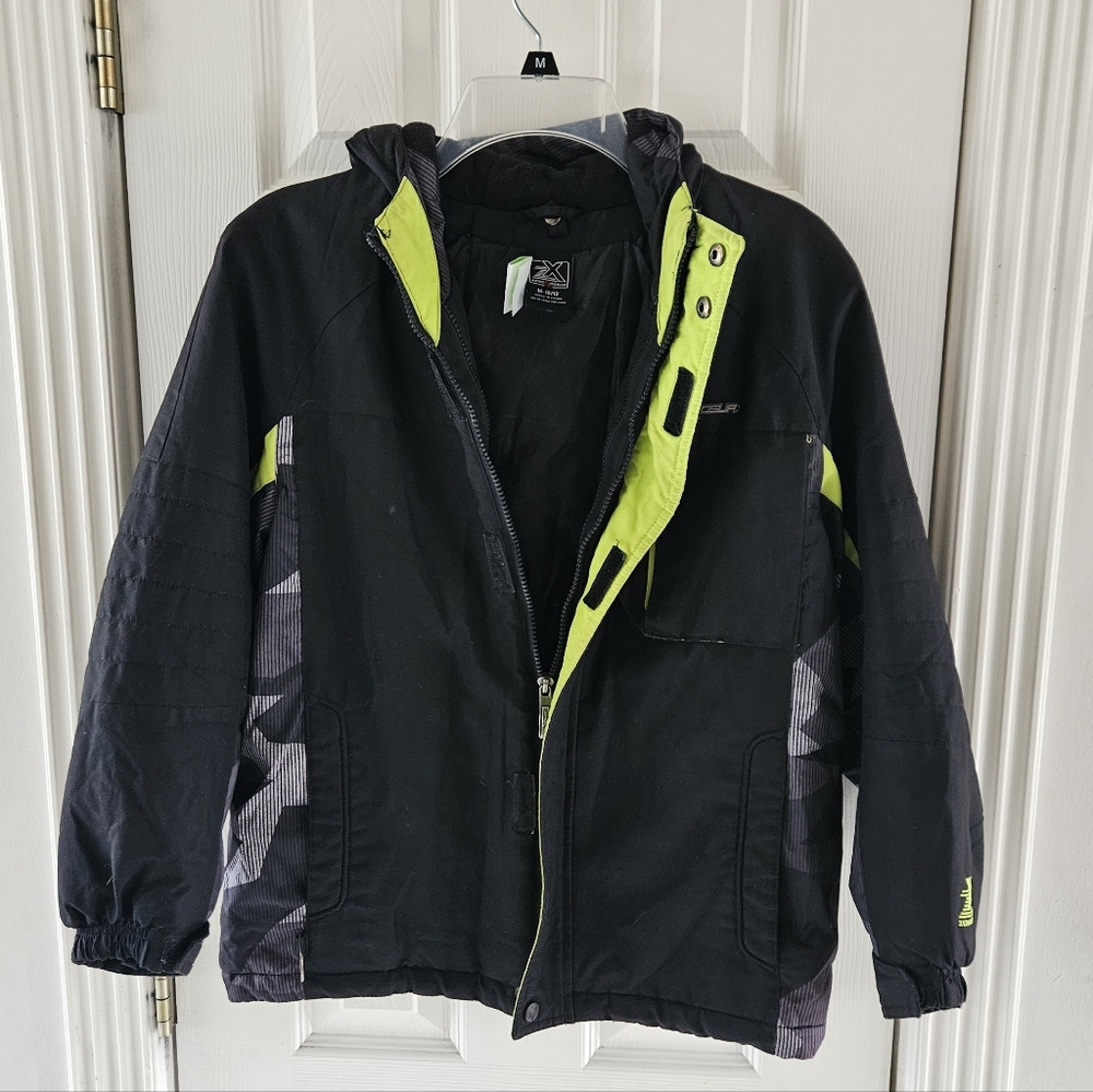Kids Black and Neon Yellow Winter Jacket - Snowboard, Ski, Puffer, Cold Weather